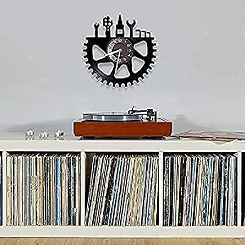 Miniatura 3 de Reloj de pared redondo reparación de máquina mecánica temática piezas de reparación rueda de engranajes reloj de pared retro taller de reparación