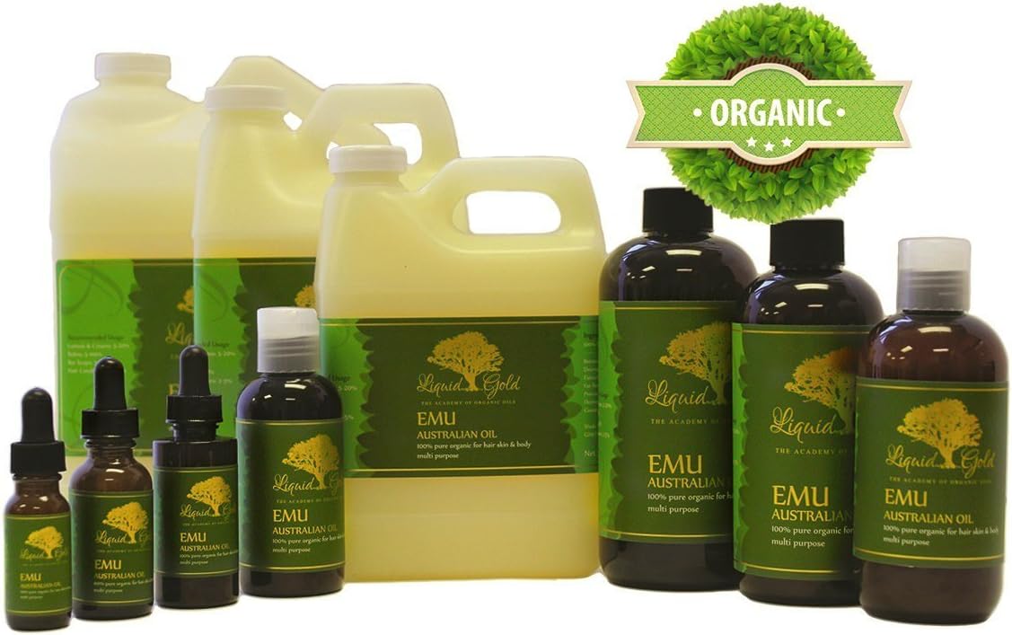 Liquid Gold 470ml Emu Oil 100% Pure Organic Moisturising Oil For Face Skin Hair Growth Stretch Marks And More Fully Refined