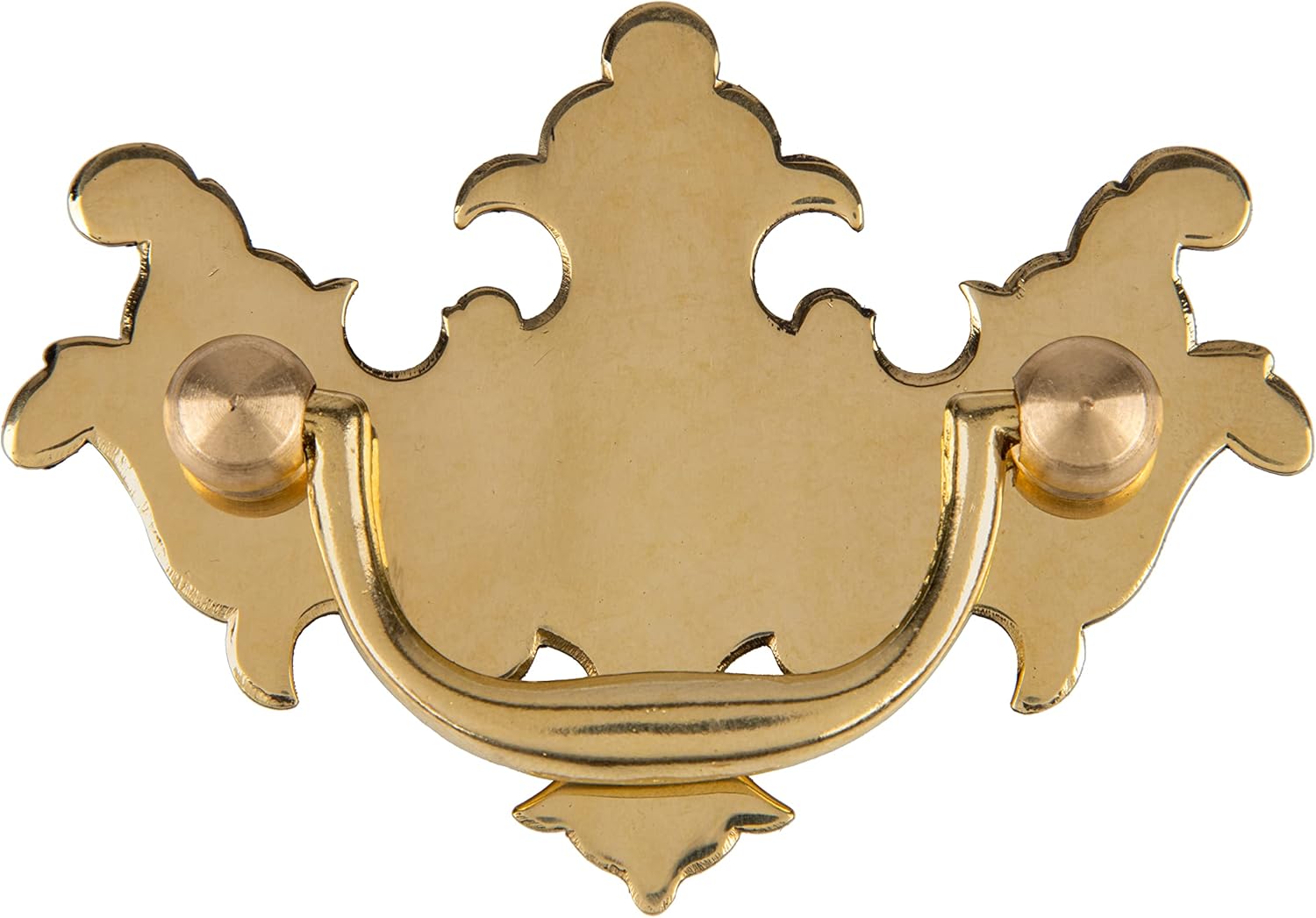 Chippendale Small Polished Brass Drawer Bail Pull | Centers: 2" | Handle for Antique Cabinet Door, Dresser Drawer, Desk | Reproduction Furniture Hardware | UA-665-B