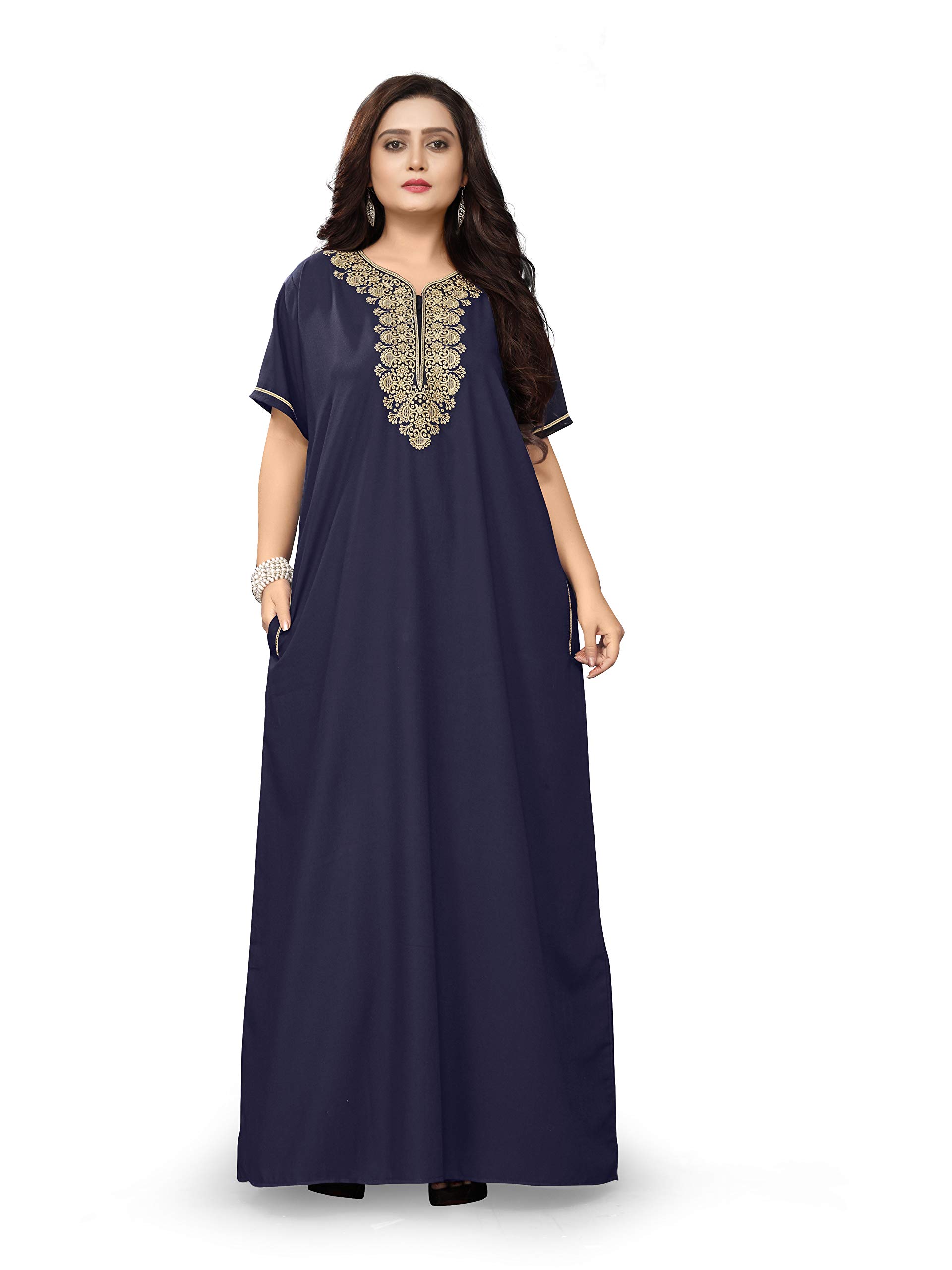 Shree Shyam Women Cotton Blend Embroidered Maxi Nighty