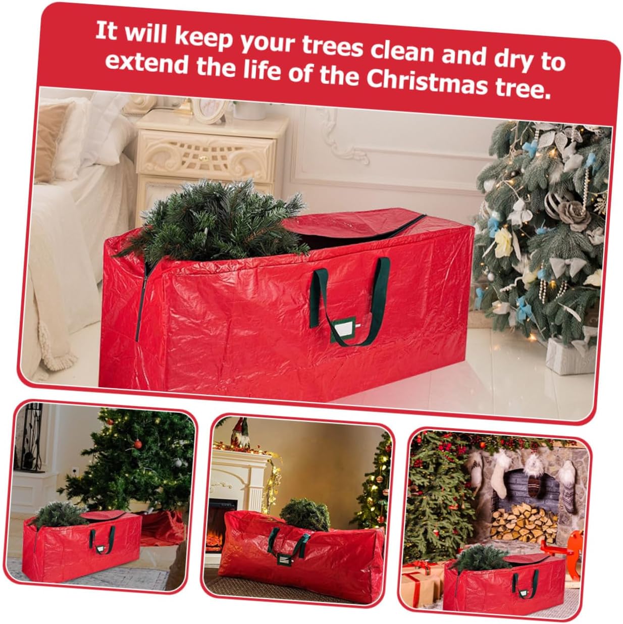 Water-resistant Christmas Tree Storage Bag with Zipper and Carry Handles Large Capacity Organizer for Artificial Trees Blankets Clothes and Seasonal Items Dustproof Pouch for