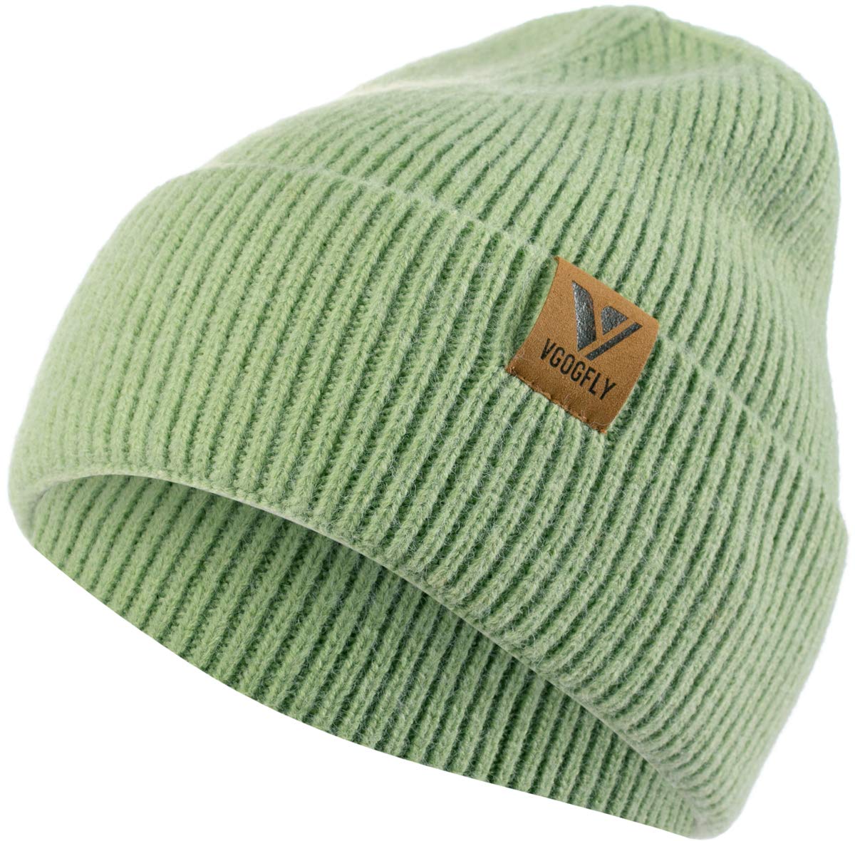 Vgogfly Men's Slouchy Beanie Hat - Knit Skull Cap, Striped Winter Hat, Light Grey