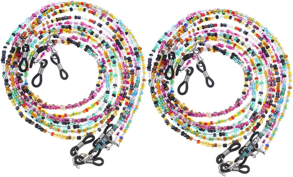 NUOBESTY 8pcs Eyeglass Chain Strap Lanyard, Beaded Glasses Necklace Holder for Men Women, Lightweight Eyewear Retainer Cord Suitable for Masks and Reading Glasses