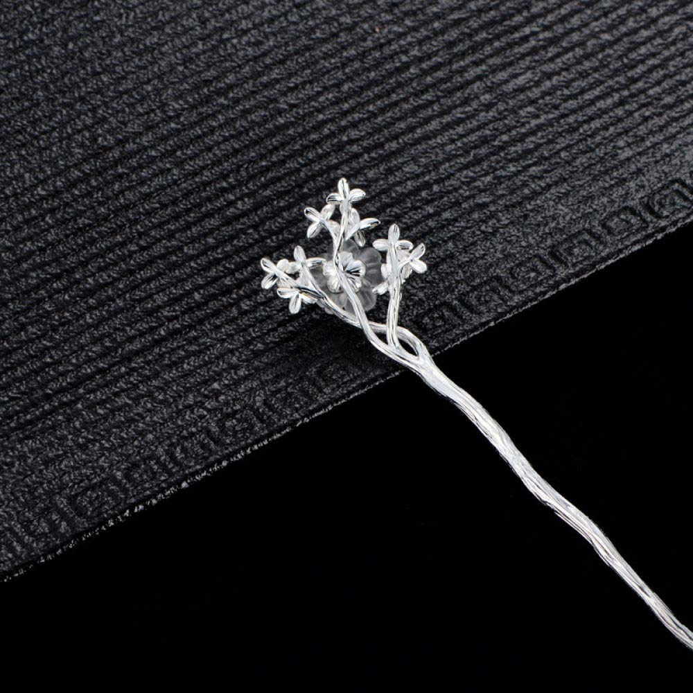Vintage-Haarstäbe mit Kristallen, chinesische Haarstäbchen aus S925er Silber, verzierte Haarstäbe mit durchsichtigen Kirschzweigen for Dutts, vergoldeter ewiger Haarknotenschmuck for Braut, Frauen und