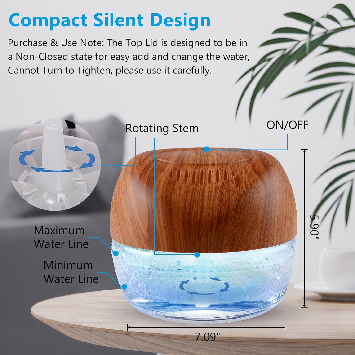 Water-Based Purifier Air Washer, Revitalizer with 6 Colorful lights- Plus Lavender, Orange, Citronella,Lemon, Breathe Easy, Jasmine & Camellia, 10ml Each