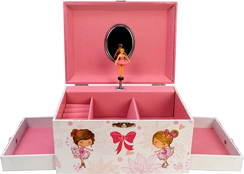 Miniatura 5 de Joyero musical de ballet con cajones laterales con collar de bailarina de color dorado