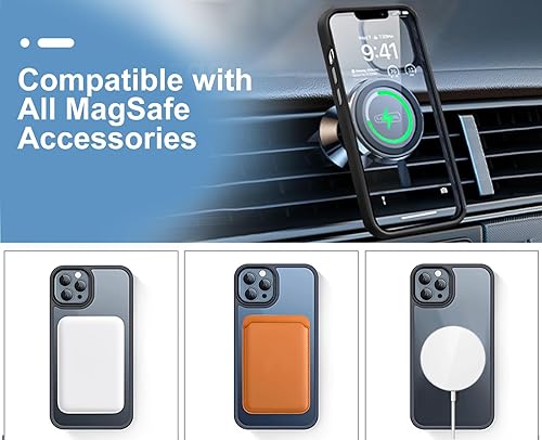 Miniatura 4 de Funda magnética para iPhone 13 Pro Max, probada en caídas de grado militar, compatible con MagSafe, funda protectora delgada translúcida mate, color