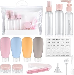 14 Pcs Travel Bottles Set, 60 ML Travel Bottles & Containers, Empty Refillable Squeeze Bottles Containers, Squeezable Travel Size Bottles Set for Travel Toiletries, Shampoo, Conditioner