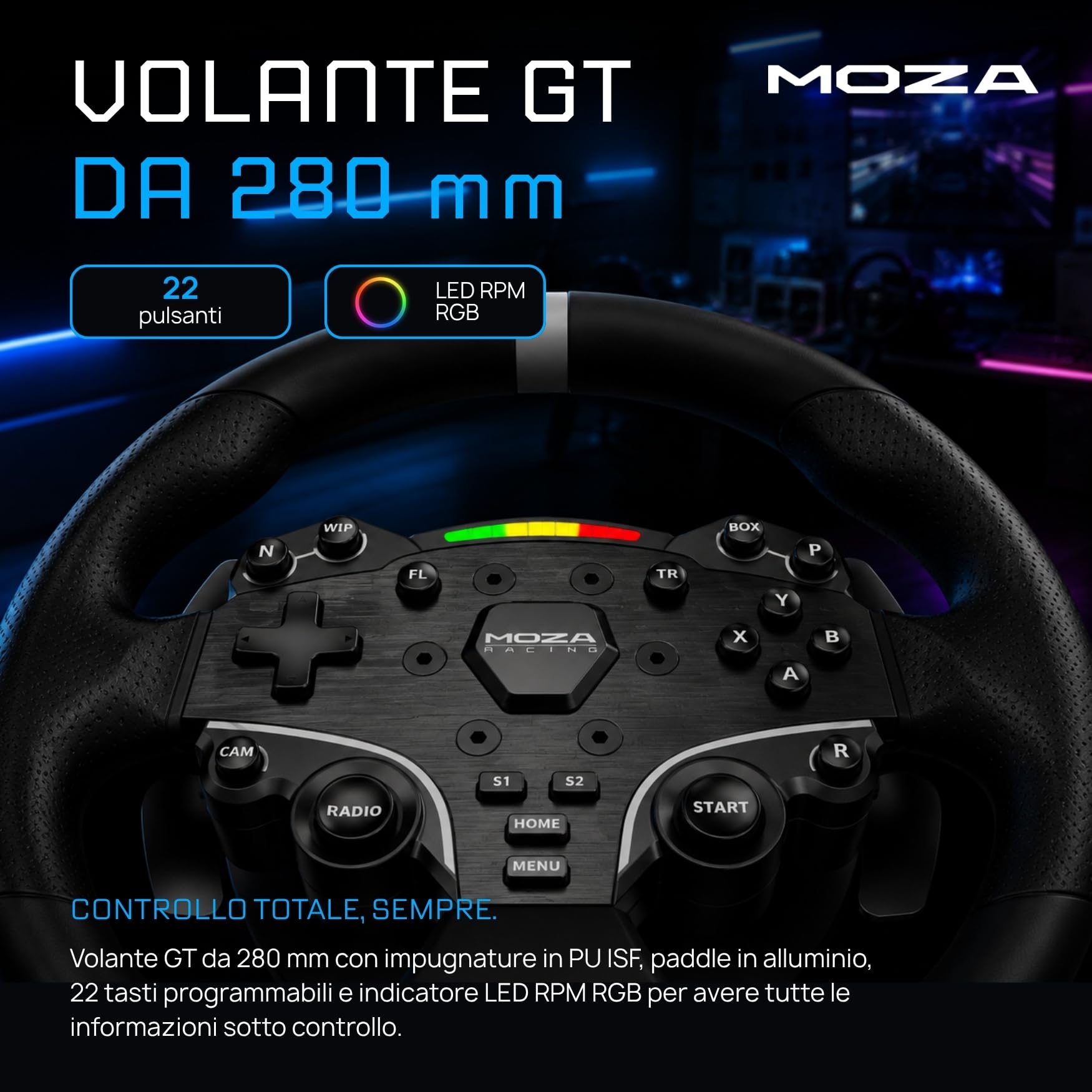 MOZA R3 Bundle Volante Simulatore di Guida PC con Base Direct Drive 3.9 Nm, Volante Gaming ES Lite, Pedaliera Sim Racing SR-P Lite, Morsetto da Tavolo Incluso, Postazione Sim Racing