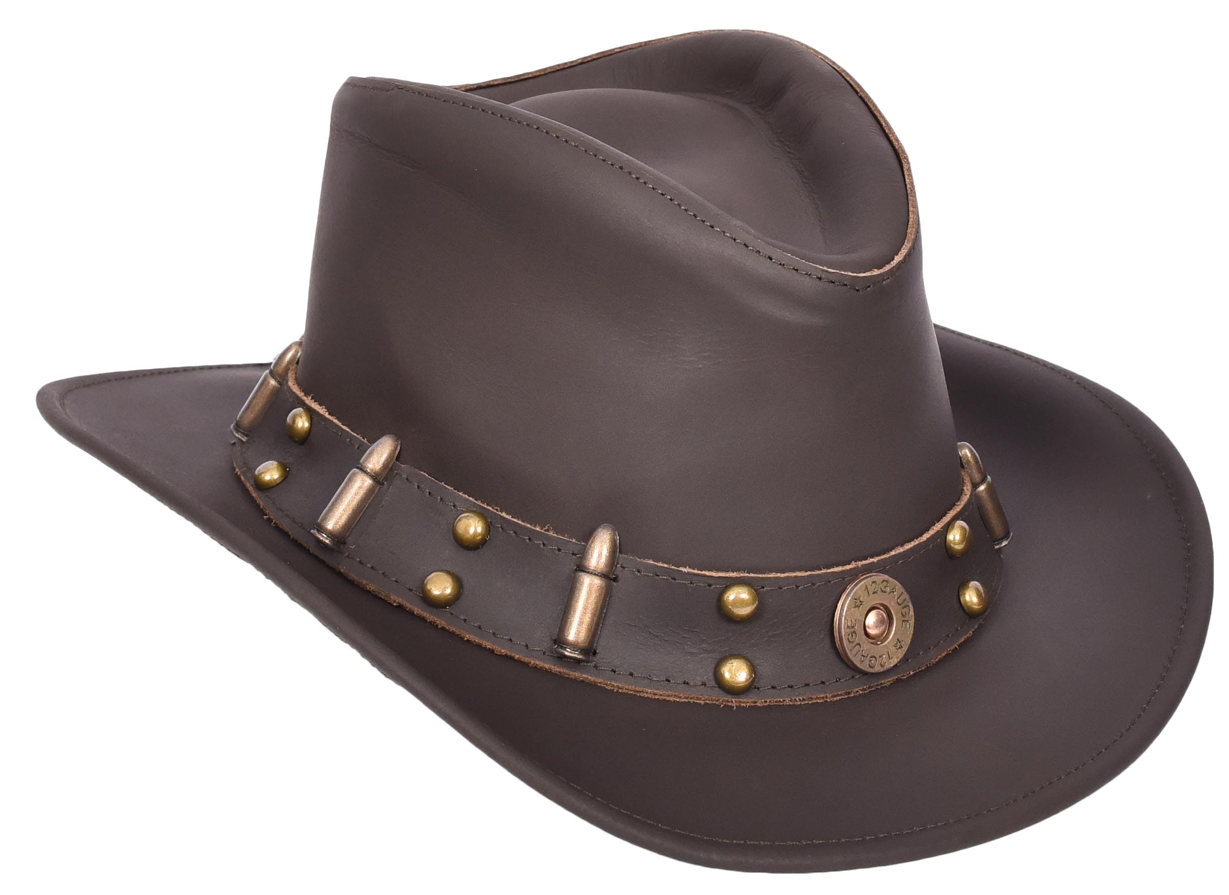 Sombrero vaquero de piel auténtica, sombrero de arbusto australiano occidental, estilo bala, color marrón Denver