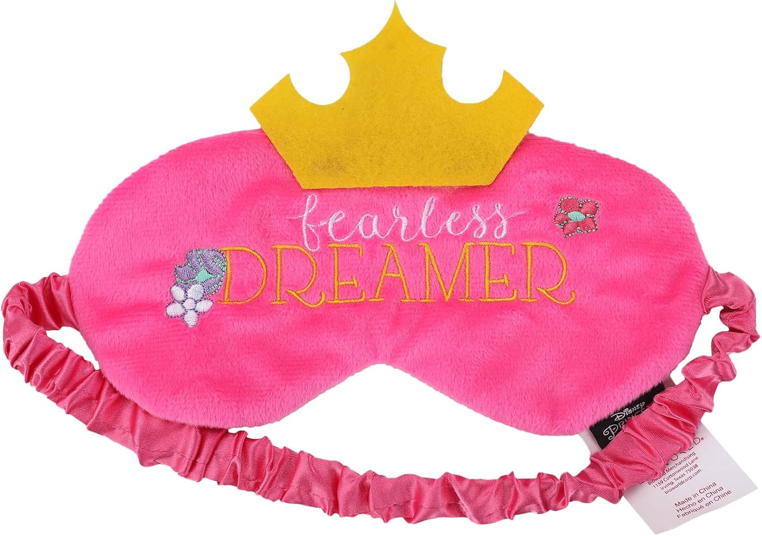 Bioworld Disney Princess 3-Piece Neck Pillow Travel Set with Eye Mask & Luggage Tag