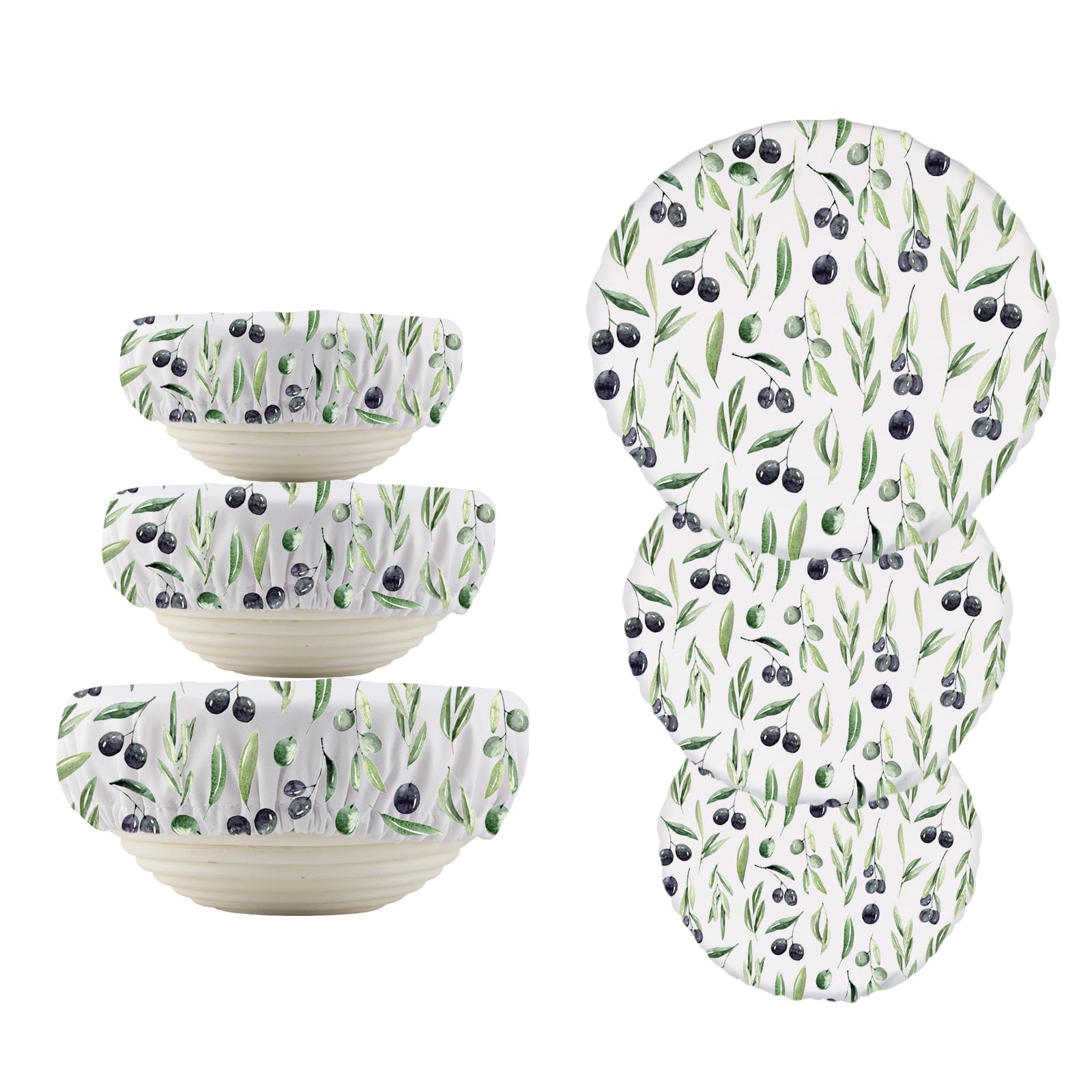 Couvercles de bol en cire d'abeille italienne feuilles d'olivier emballage tissu