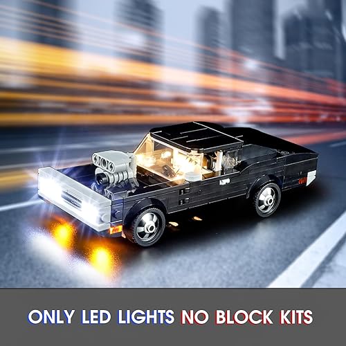 Miniatura 2 de Vaodest Luz LED para Lego 76912 Speed Champions Fast & Furious 1970 Dodge Charger RT Set, Diseño y Configuración Compatible con el Modelo 76912