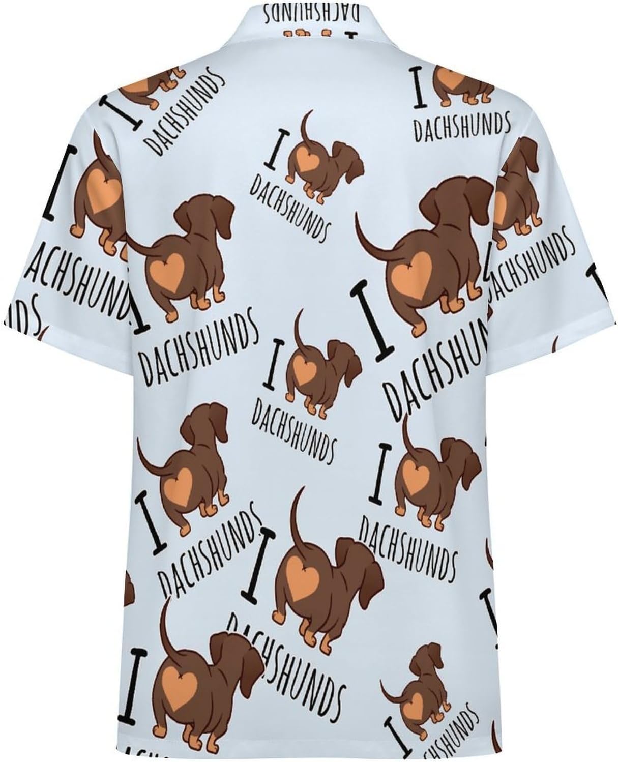 Cute Dachshund Dog Men's Short Sleeve Shirt Zip-Up Golf Polo Shirts with Pocket