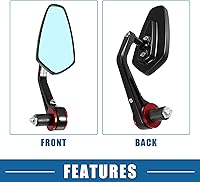 Vista 5 de Espejo retrovisor lateral para motocicleta, antideslumbrante, para manillar de motocicleta, lente azul, rojo, 1 par