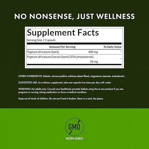 Miniatura 3 de Swanson Pygeum - 120 cápsulas, 400 mg cada una, suplemento de hierbas para la salud de la próstata masculina, la vejiga y el tracto urinario