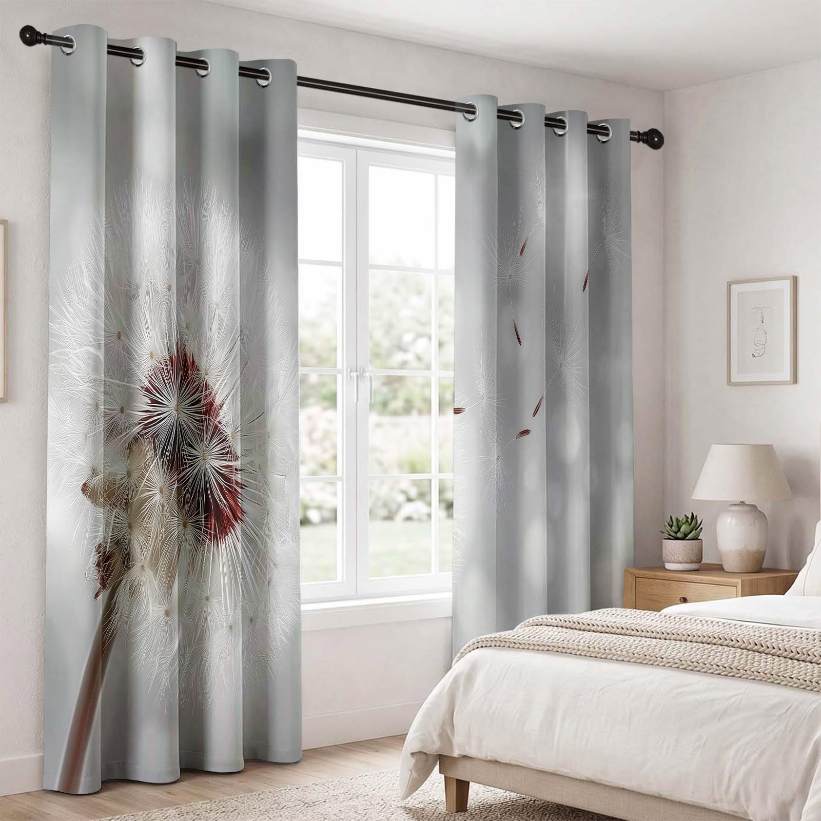 Verdunklungsvorhänge mit Ösen 2 Stück H 245 x B 100 cm, Pflanzen Blumen Samen Thermo Vorhänge, Traumhaft Minimalistisch Blickdicht Kälteschutz Vorhang für Wohnzimmer Kinderzimmer Schlafzimmer
