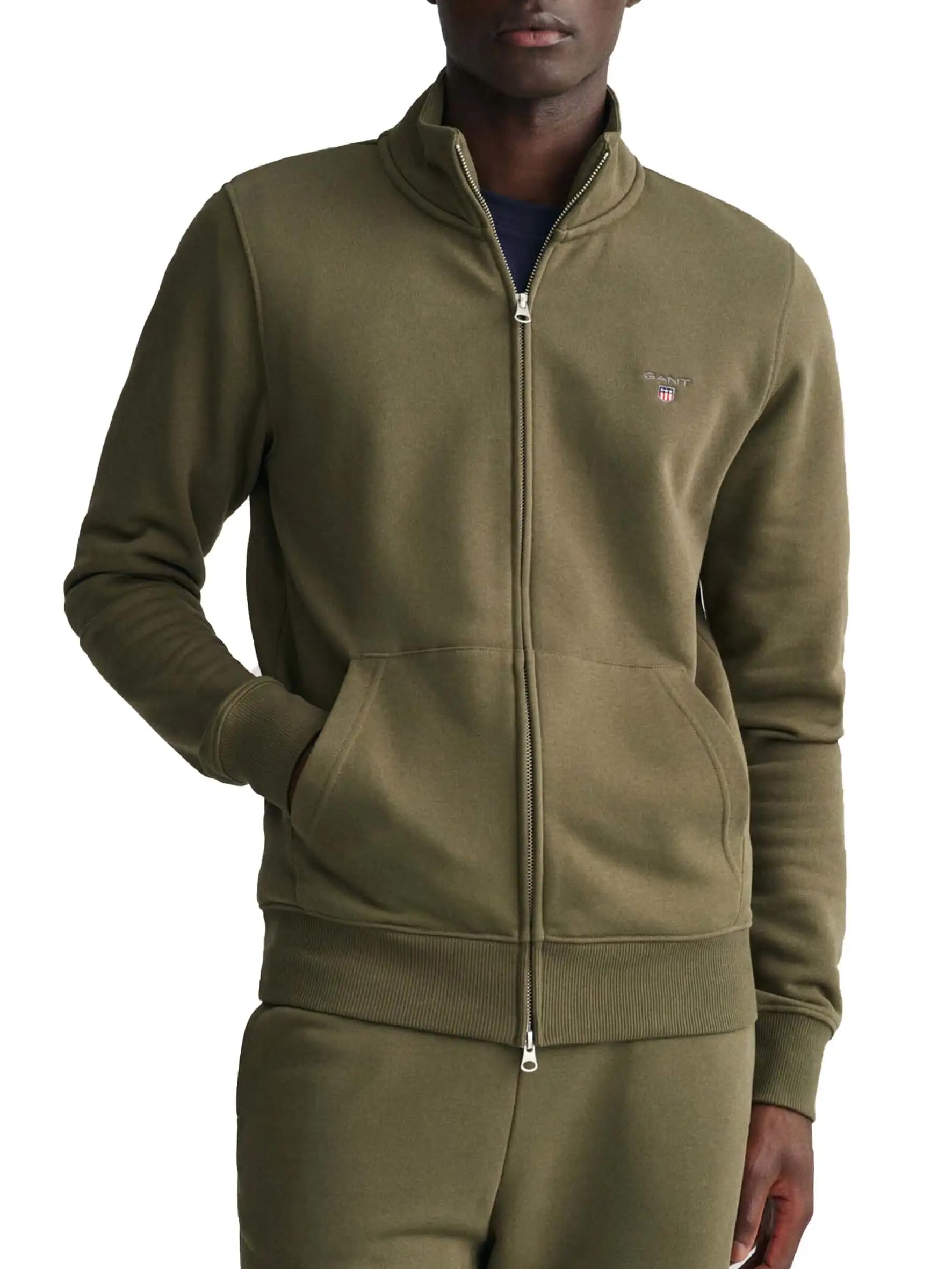 GANT Men's REG Shield Full Zip Sweat, Racing Green, XL