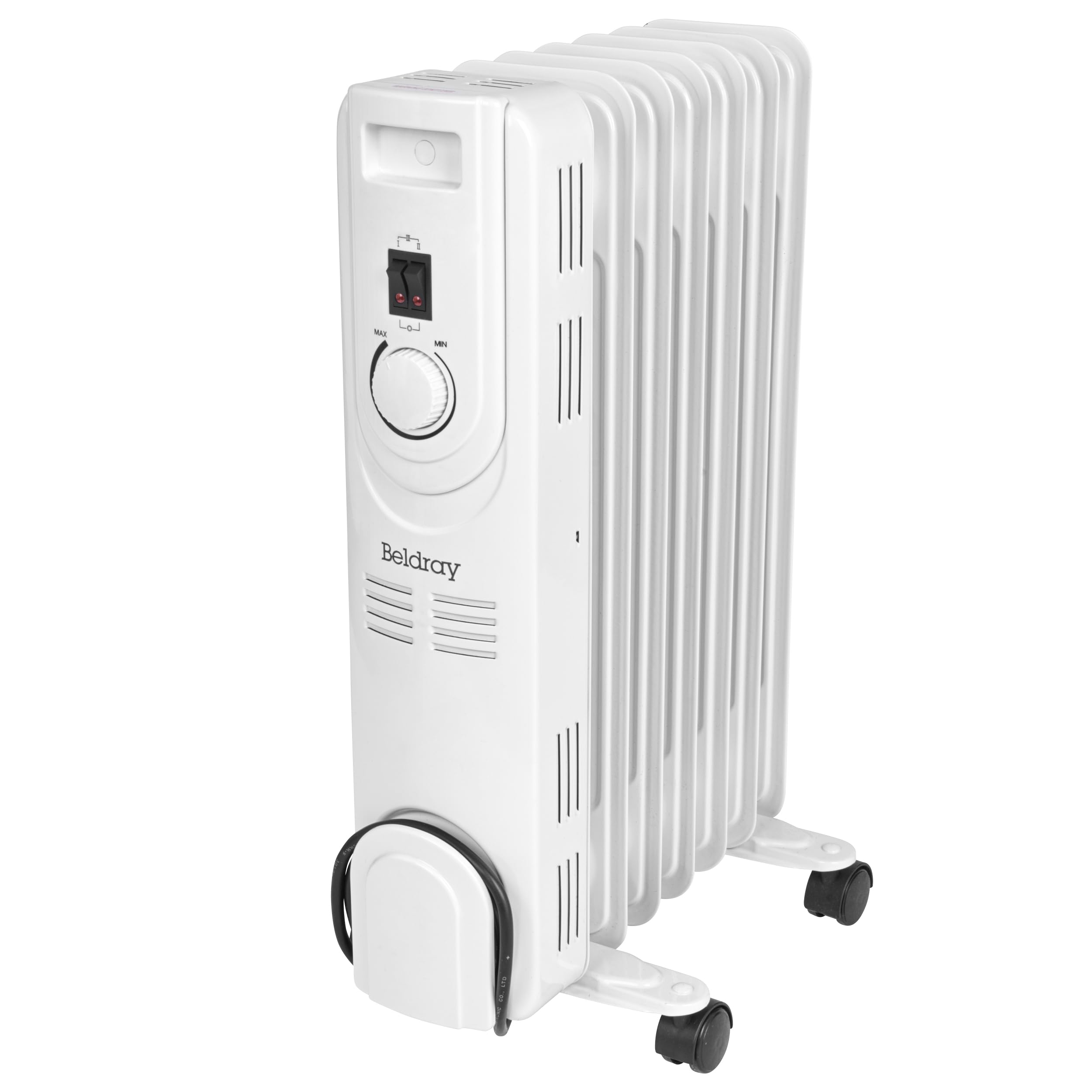 Beldray EH3748 7 Fin Radiator - Oil-Filled Electric Heater, 360° Wheels,  Thermal Cut-Out Overheat Protection, Adjustable Thermostat, Portable Home  Heater, Carry Handles, Cord Storage, 600/900/1200W : Amazon.co.uk: Home u0026  Kitchen
