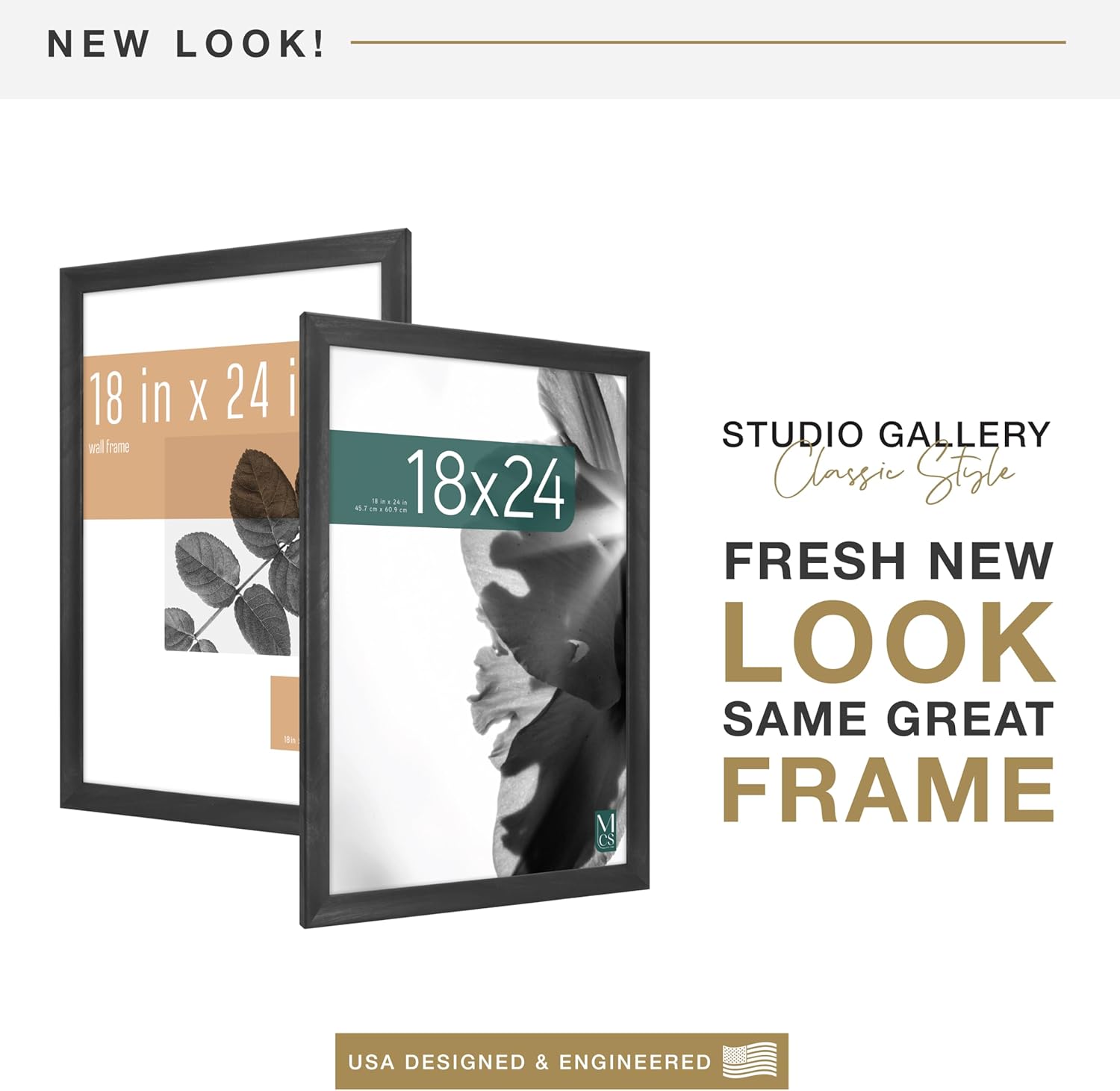MCS Classic Studio Gallery Frame, Black Woodgrain, 18 x 24 in, Single, Classic Black