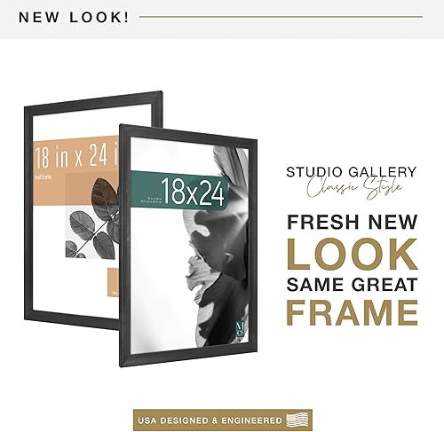 Vista 902 de MCS Studio Gallery Marco para póster de 16 x 24 pulgadas, imitación de veta de madera de color negro, colgar en horizontal o vertical, grande