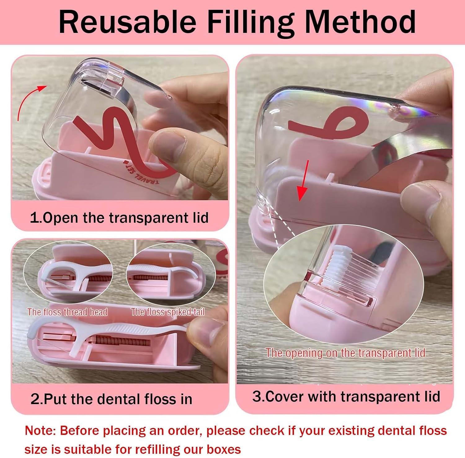 2 Pack Automatic Pop-up Portable Floss Pick Dispenser, Each Pack Contains 10 Pieces of Dental Floss, Refillable for Home, Restaurant, On-The-Go Oral Care (Green+Pink)