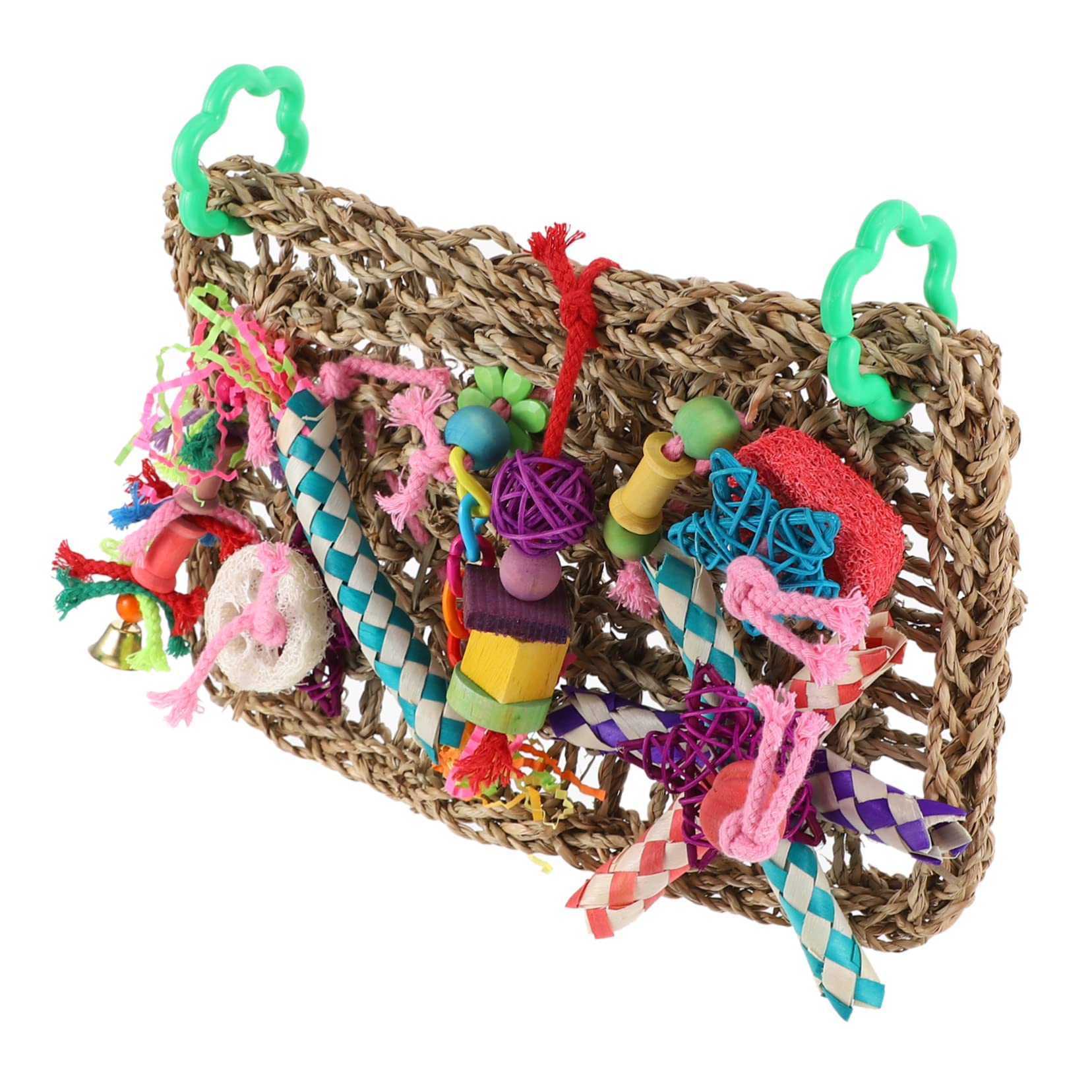 Kisangel 2pièces Jouet à Mordre Filet pour Oiseaux Accessoire De Grimper pour Perroquets Et Oiseaux De Compagnie Décoration De Cage Colorée Et Amusante