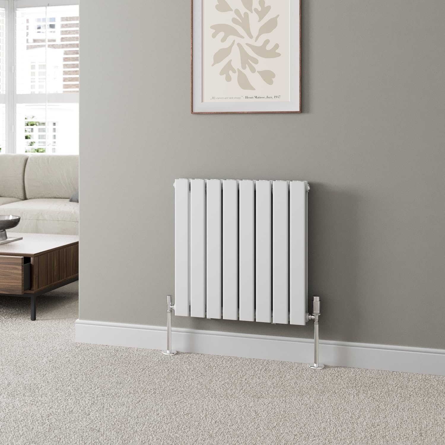 Duratherm White Duratherm® 600 X 608Mm Horizontal Designer Radiator Double Column Flat Panel Modern Central Heating Panels Bathroom Radiators