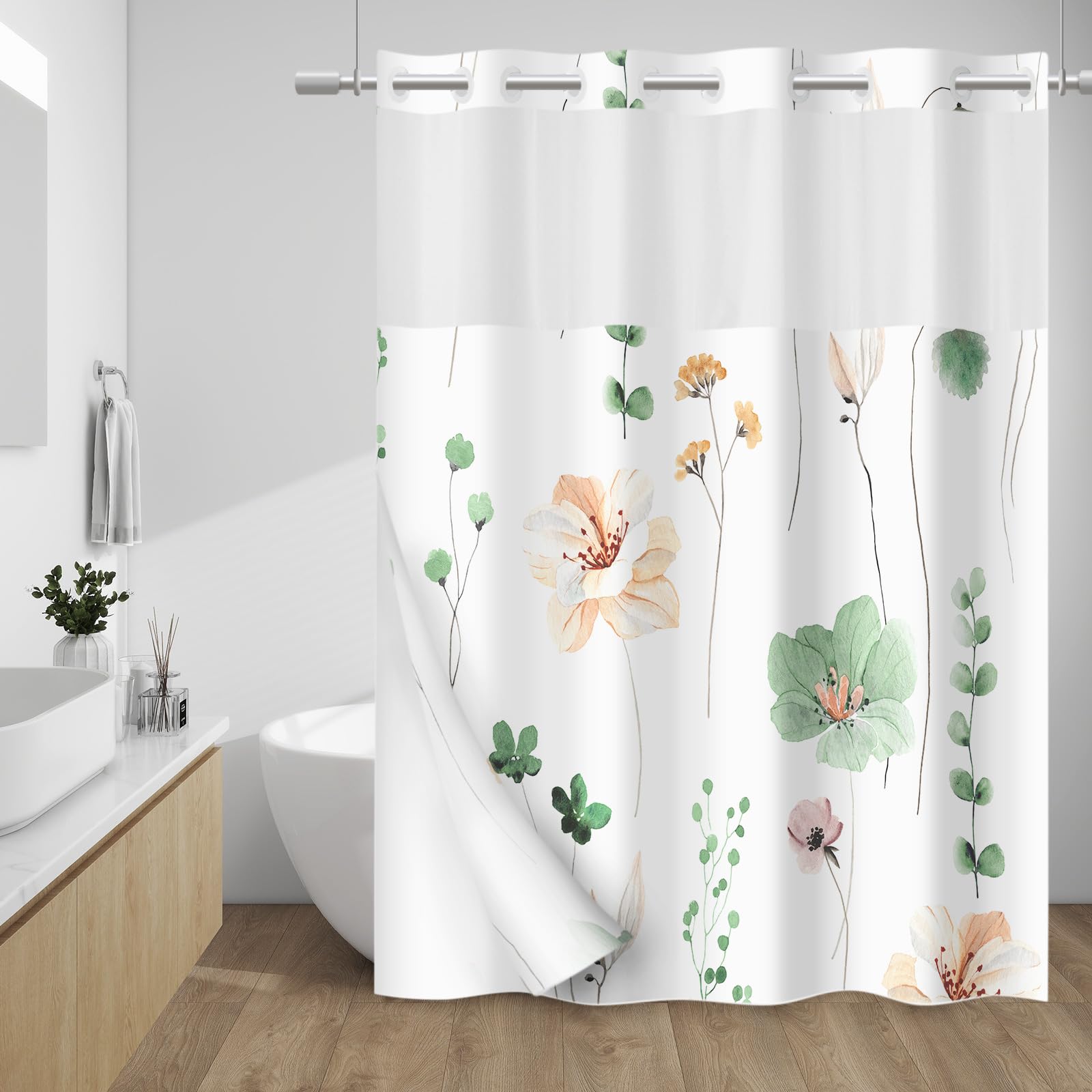 WITHLOC No Hook Shower Curtain - bathroom accessories | Mubboo