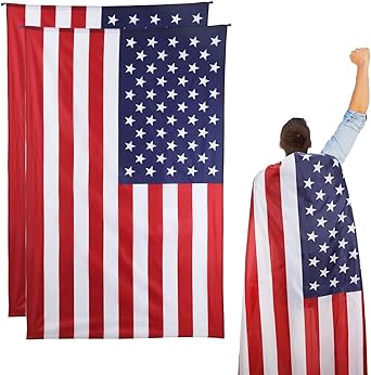 2pcs American Flag Costume Capes, 4th of July Independence Day Cloak for Women Men USA Patriotic Flag Cape for Celebration Halloween Carnival Role Play Party Accessories