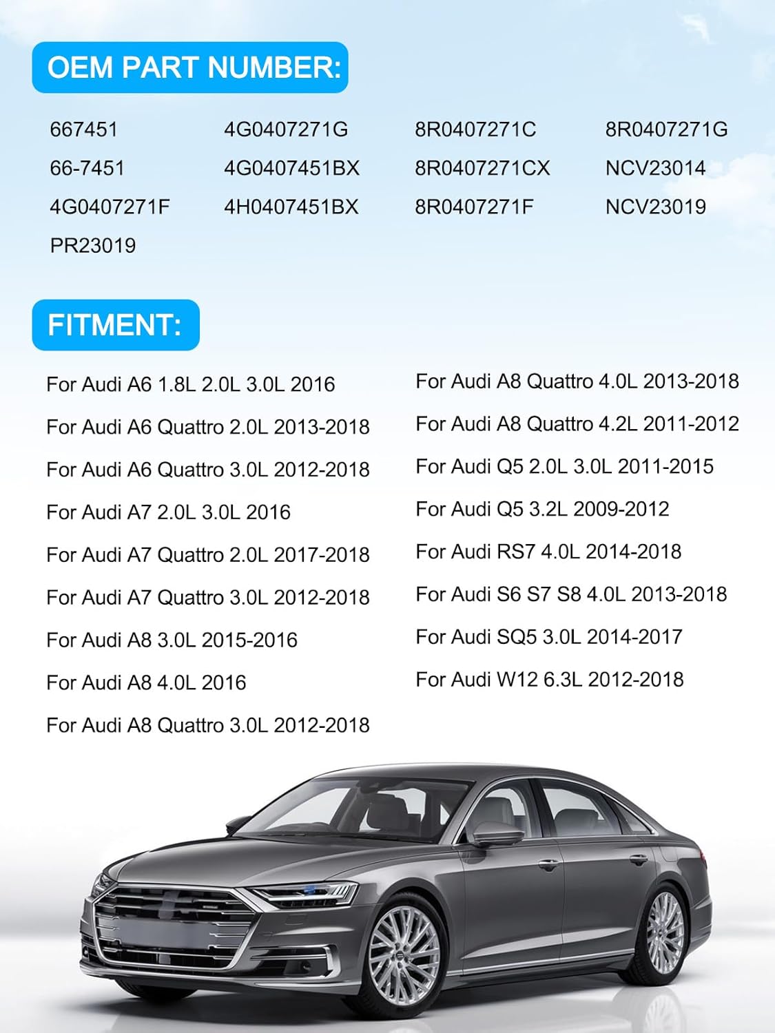 4G0407271F CV Axle Shaft Assembly 1 PCS For Audi A6 A7 A8 2016,A6 A7 A8 Quattro 2012-2018,Q5 2009-2015,S6 S7 S8 2013-2018,RS7 2014-2018,Driver or Passenger Side, 8R0407271G 667451 NCV23014