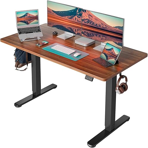 Miniatura 19 de Cubiker Escritorio de Pie de 40 x 24 Pulgadas, Mesa Eléctrica de Oficina en Casa de Altura Ajustable, Escritorio Sit-Stand con Tablero de Empalme,