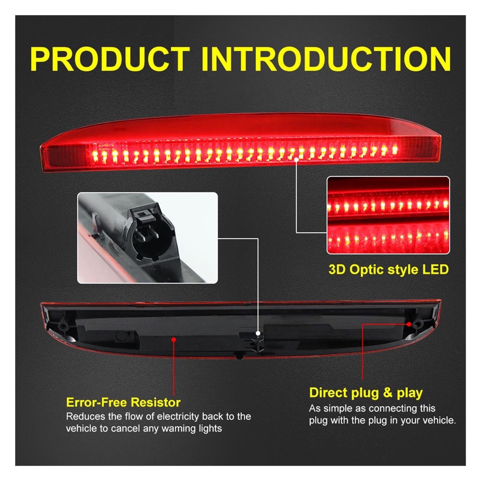 Troisième feu stop rouge for voiture Renault Clio2 MK2 1998 – 2005, feu d'arrêt automatique à montage élevé, lentille rouge fumée, 1 pièce, OEM:7700410753(1set RED LENS)