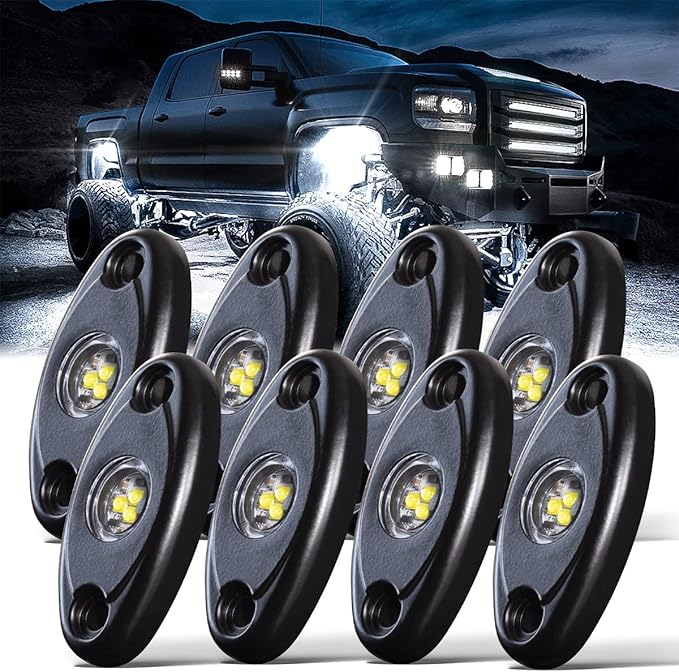 Amazon.com: LEDMIRCY LED Rock Lights White 8PCS for Off Road Truck Car ...
