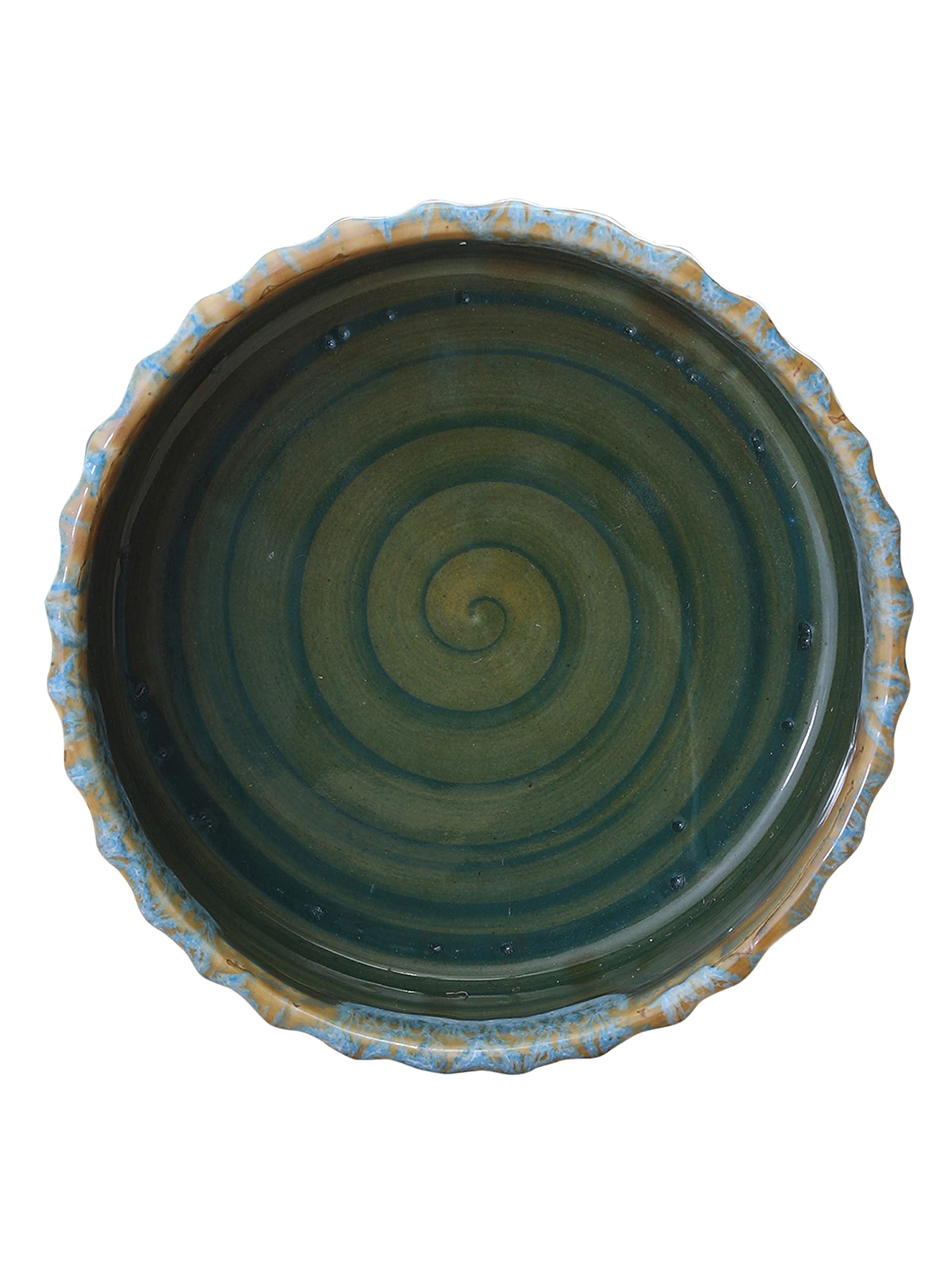 Miah Decor MDCF-71 Egronomic Crafted Pie Plates-Set of 3 : Spring Green & Brown Color 3