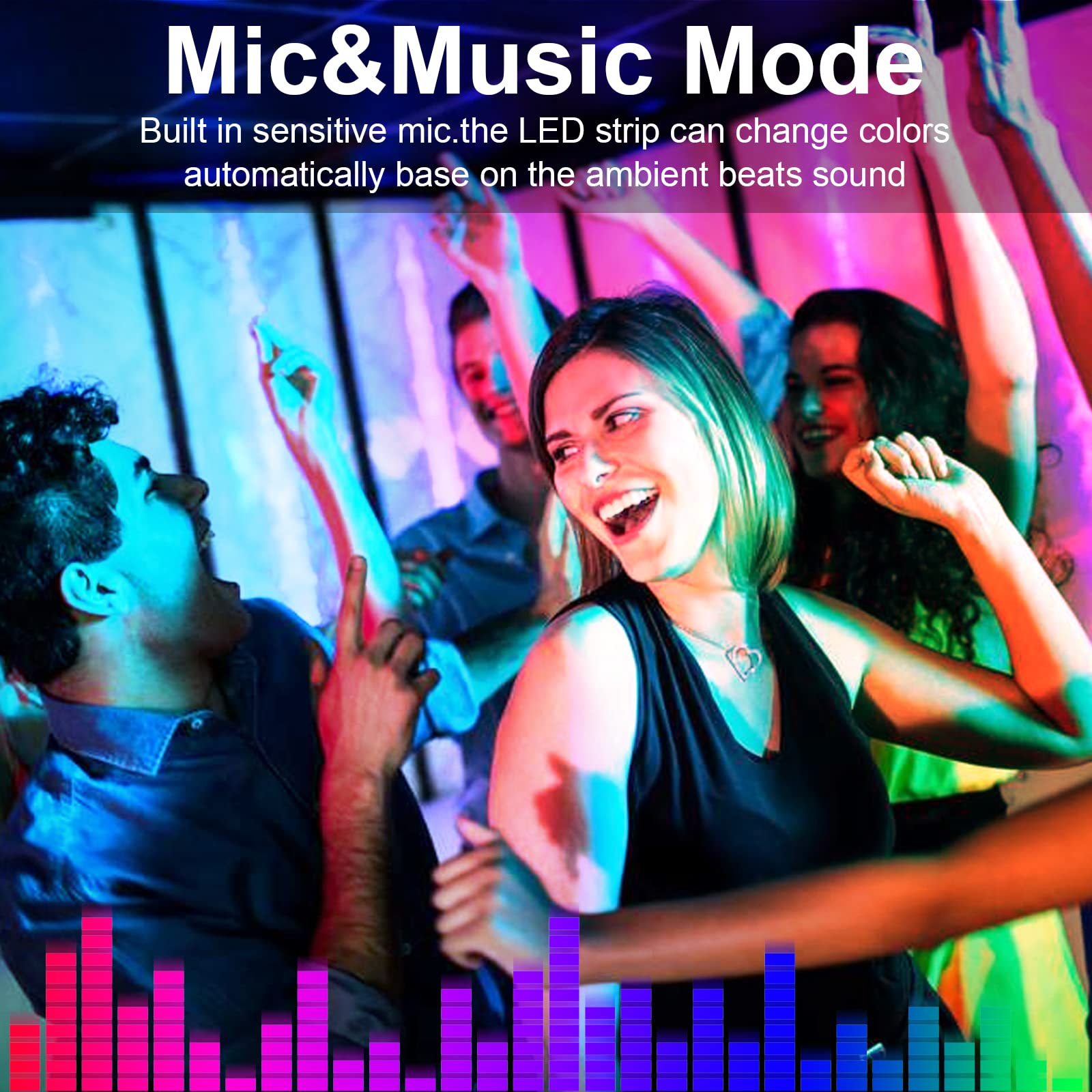 Taśma LED, Micacorn 10 m, RGB LED, sterowanie aplikacją Bluetooth, zmiana kolorów, synchronizacja muzyki, pilot zdalnego sterowania na podczerwień z 24 przyciskami, wodoszczelna, IP65, taśma do domu, ogrodu, na imprezę, do dekoracji