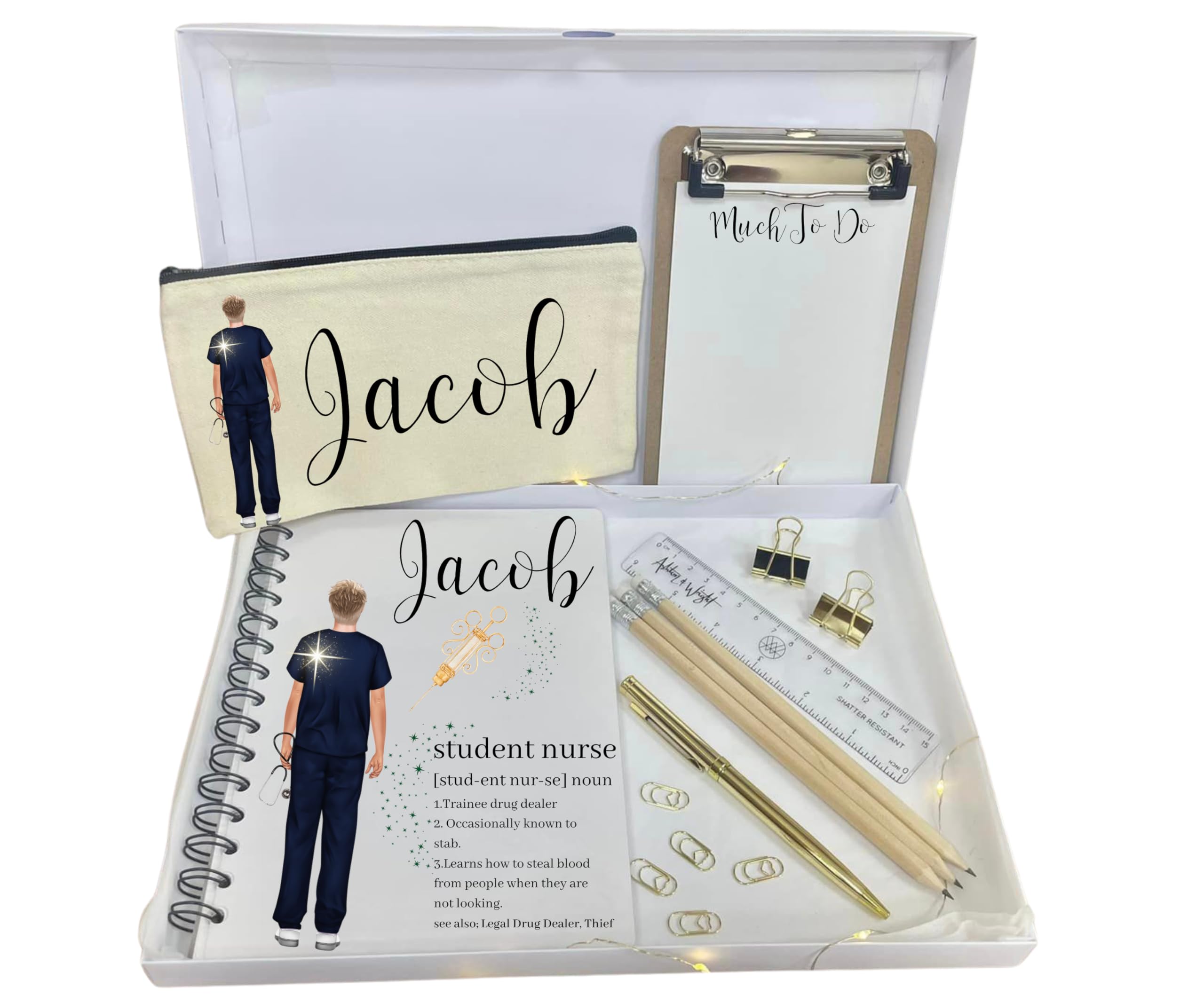 Male Student Nurse Planner and Stationery Set, Student Nurse Gifts for Men, Male Student Nurse Notebook, Student Nurse Pencil Case, Personalised Student Nurse Accessories,