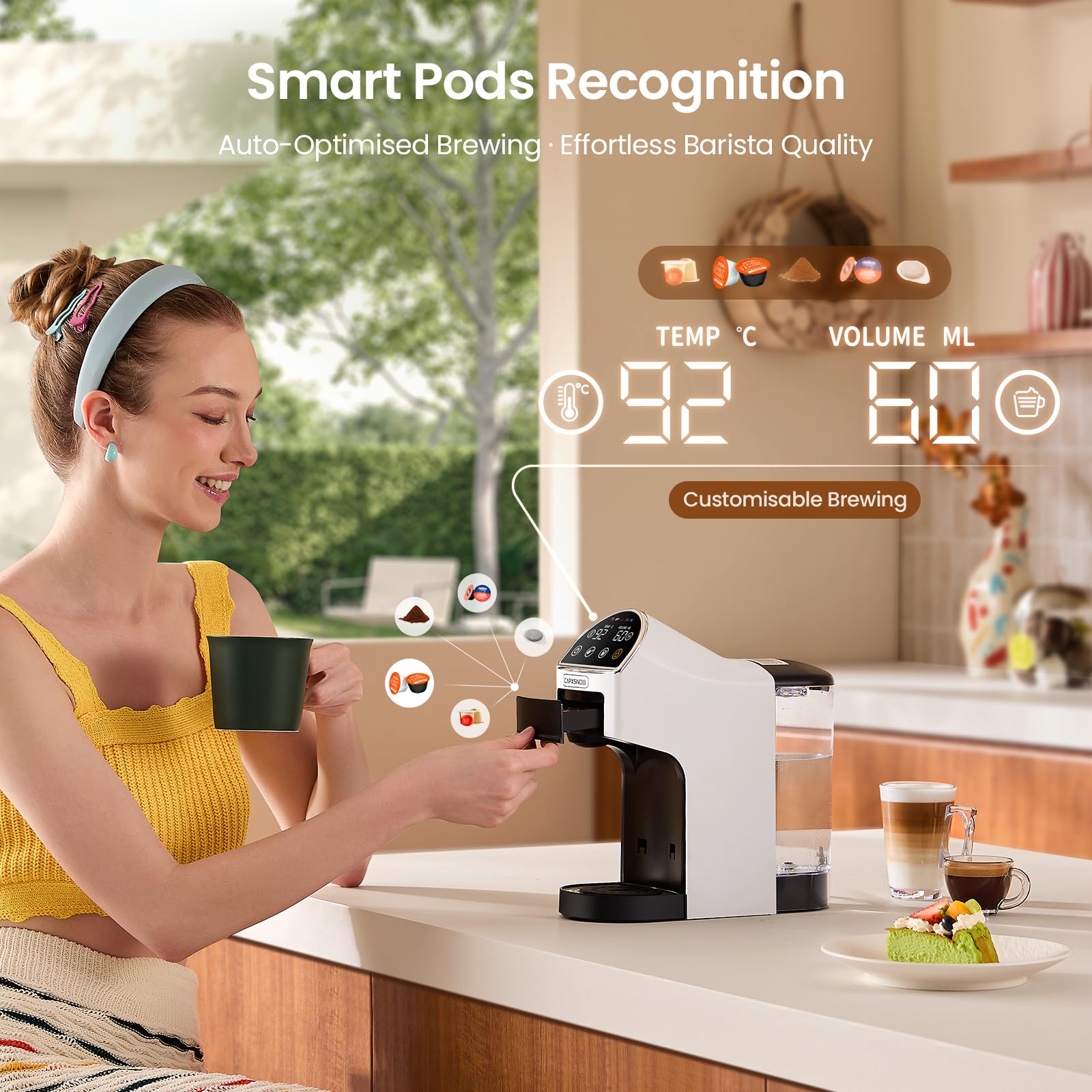 Magician2 - Máquina de cápsulas de café 5 en 1 para Nespresso, Dolce Gusto, Starbucks, ESE 44 mm, Lavazza A Modo Mio, café molido | 20 bares, 1.2 L, pantalla táctil LED | Máquina de café espresso para