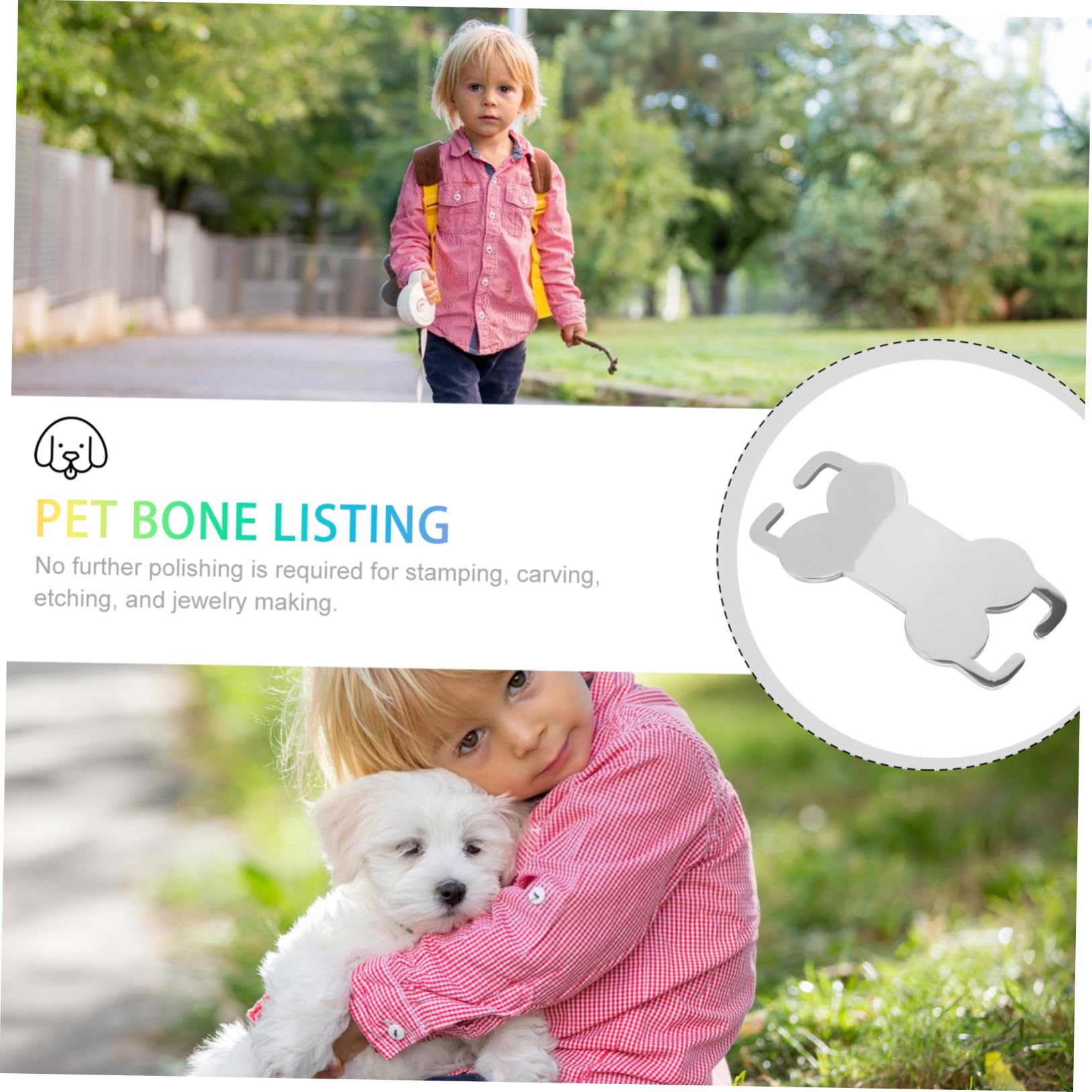 Happyyami 5 Juegos Etiqueta De Perro Mascota Etiquetas De Identificación Para Perros Etiquetas De Perro En Etiqueta De Nombre Del Collar De Perro Silver Acero Inoxidable 6 Piezas * 5