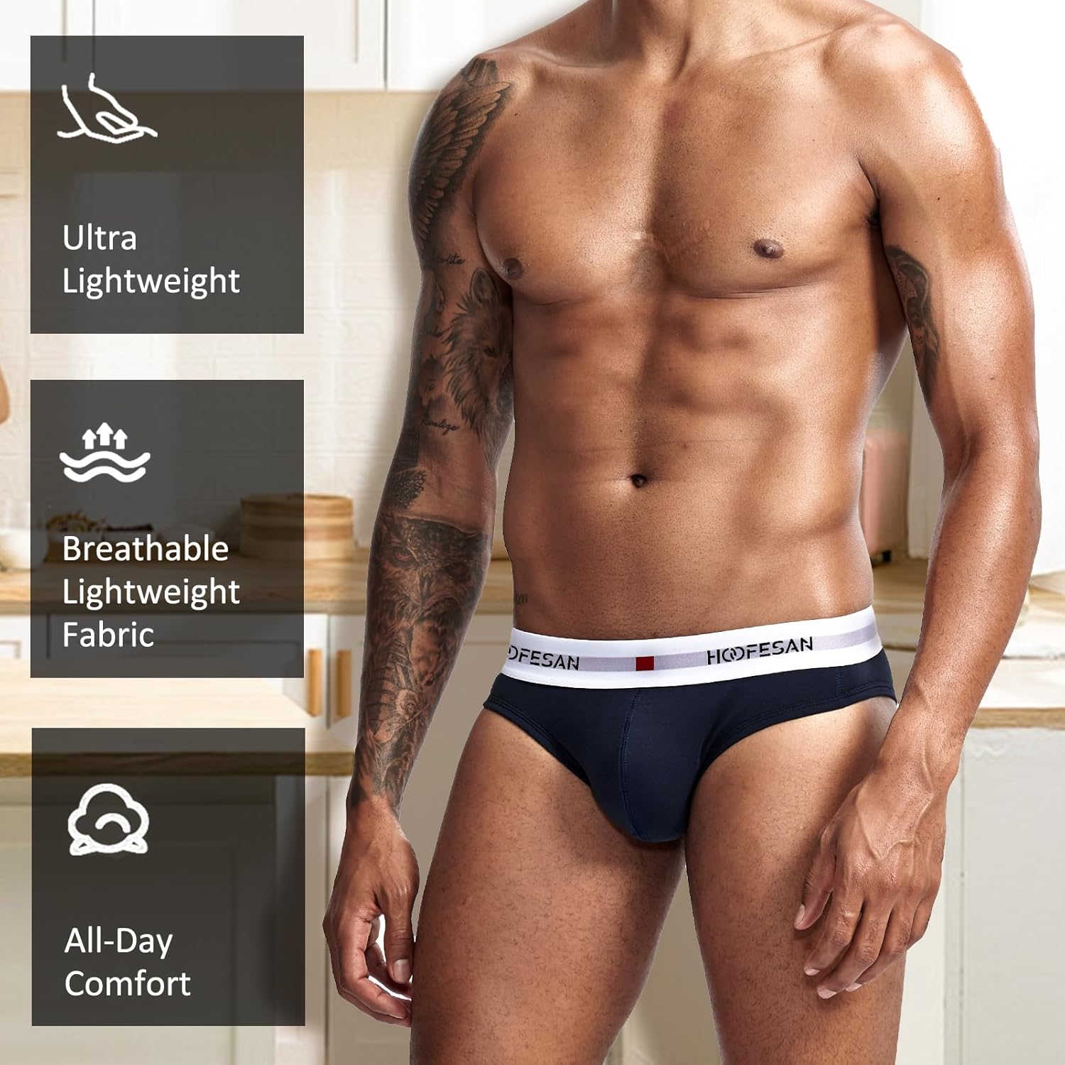HOOFESAN Mens Underwear Briefs Pack Stretch Cotton Low Rise Briefs for Men Wide Waistband Multipack - Image 2