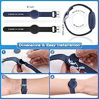 Vista 5 de Pulsera impermeable compatible con funda Airtag para niños (paquete de 2), pulsera oculta de silicona suave, rastreador GPS ligero compatible