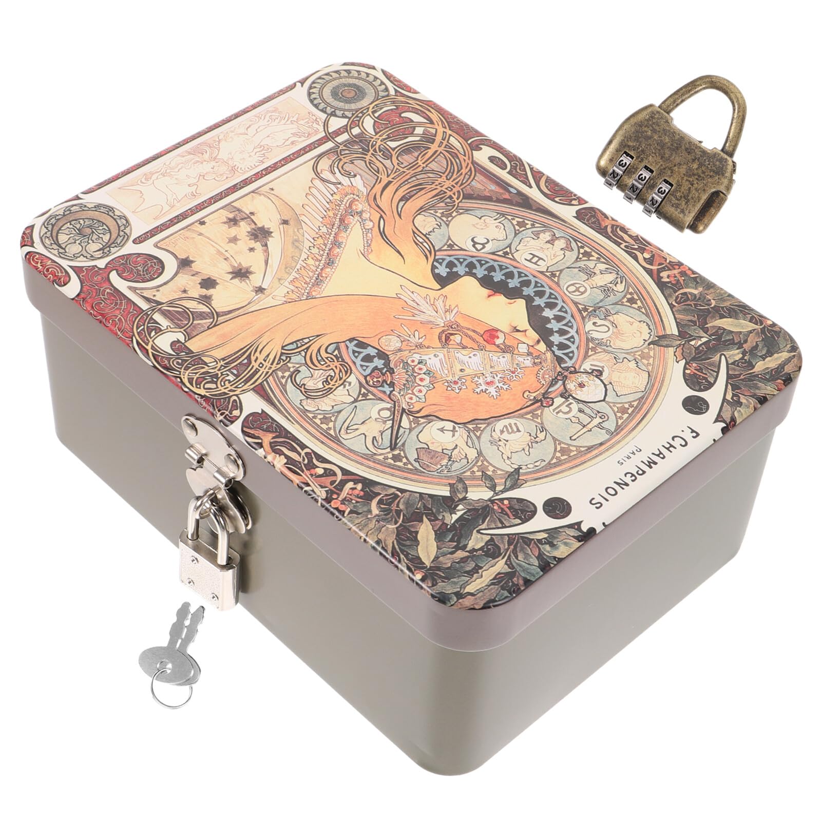 Caja de joyas de hierro GALPADA para evitar pérdidas con cerradura de combinación