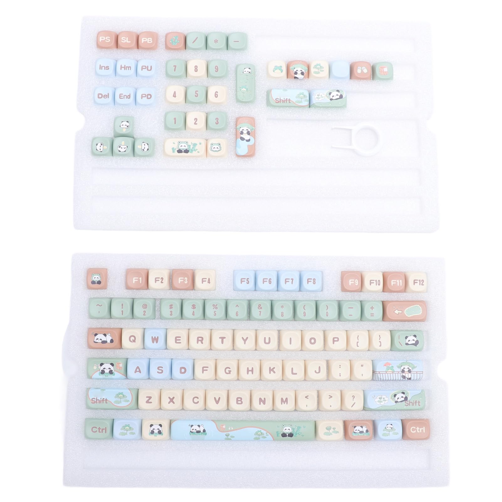 Luocute Copritasti PBT, 112 Tasti Panda Cartoon Sublimazione Copritasti Altezza MCA, con Sublimazione Completa su Lati