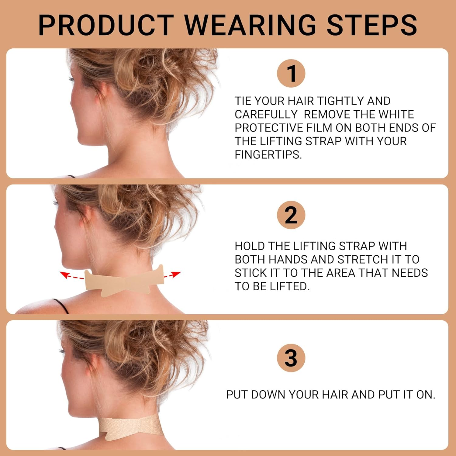 Condition photo showing New/Like New for 6pcs neck strips, invisible elastic tape for women & men, self-adhesive necktape for improving wrinkles neck lines- skin color