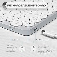 Vista 3 de GEEZER Teclado Bluetooth inalámbrico, teclado hexagonal, portátil, ultrafino, recargable, compacto, compatible con Mac, iPhone, iPad (blanco)