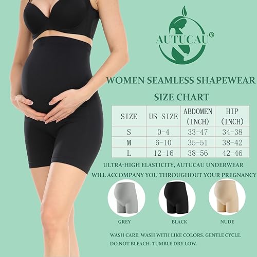 Miniatura 7 de Ropa interior de maternidad sin costuras para mujer, con soporte para el vientre, anti-rozaduras, pantalones cortos de medio muslo, 2 paquetes