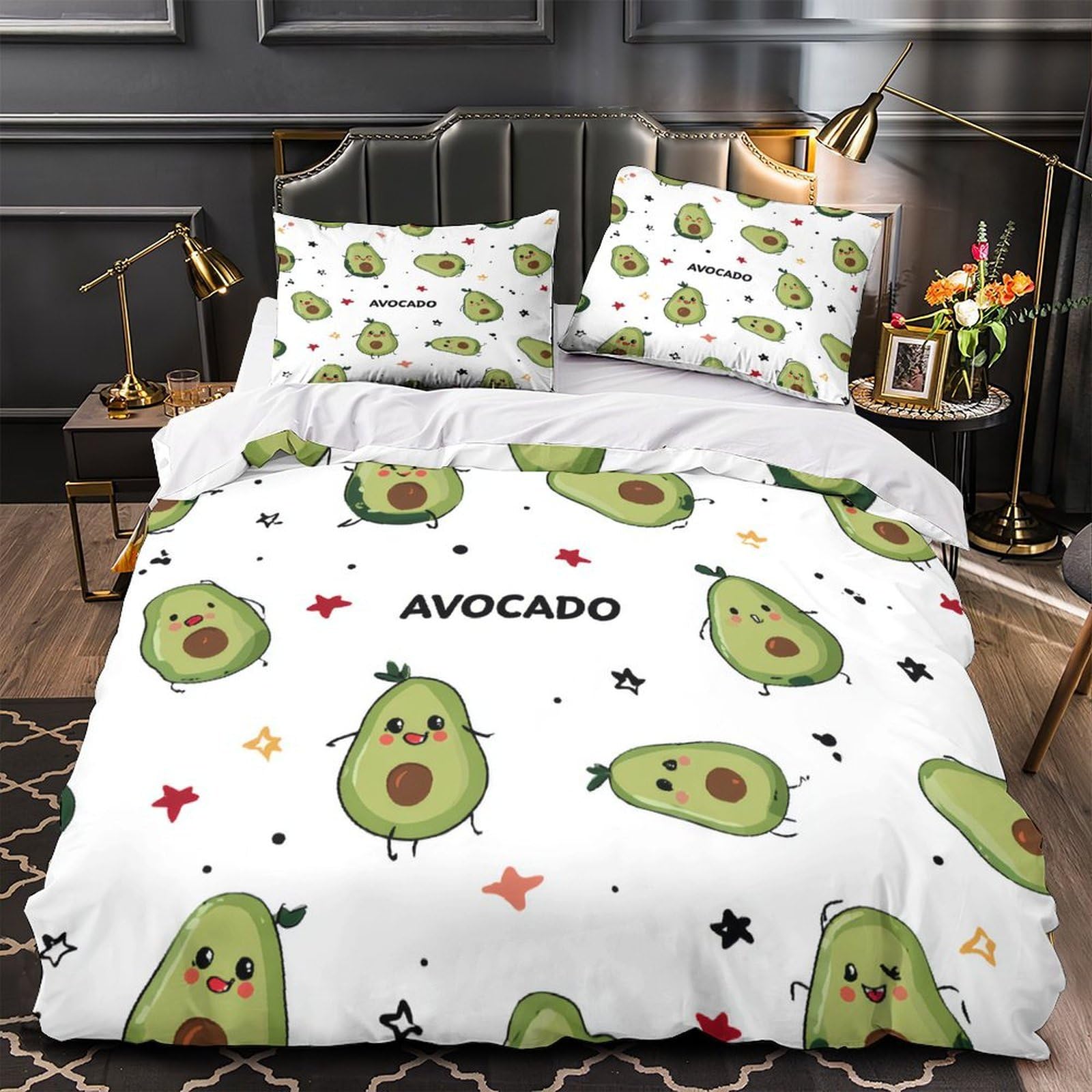 Parure de lit citrouille d'automne 200x200 avec housse de couette double en microfibre