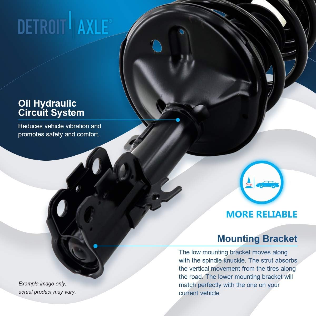 Detroit Axle - Front Left Strut for Toyota 1997-2001 Camry, 1997-2003 Avalon, 1999-2003 Solara, 1997-2001 Lexus ES300, Driver Side Ready Strut w/Coil Spring Assembly Replacement Suspension