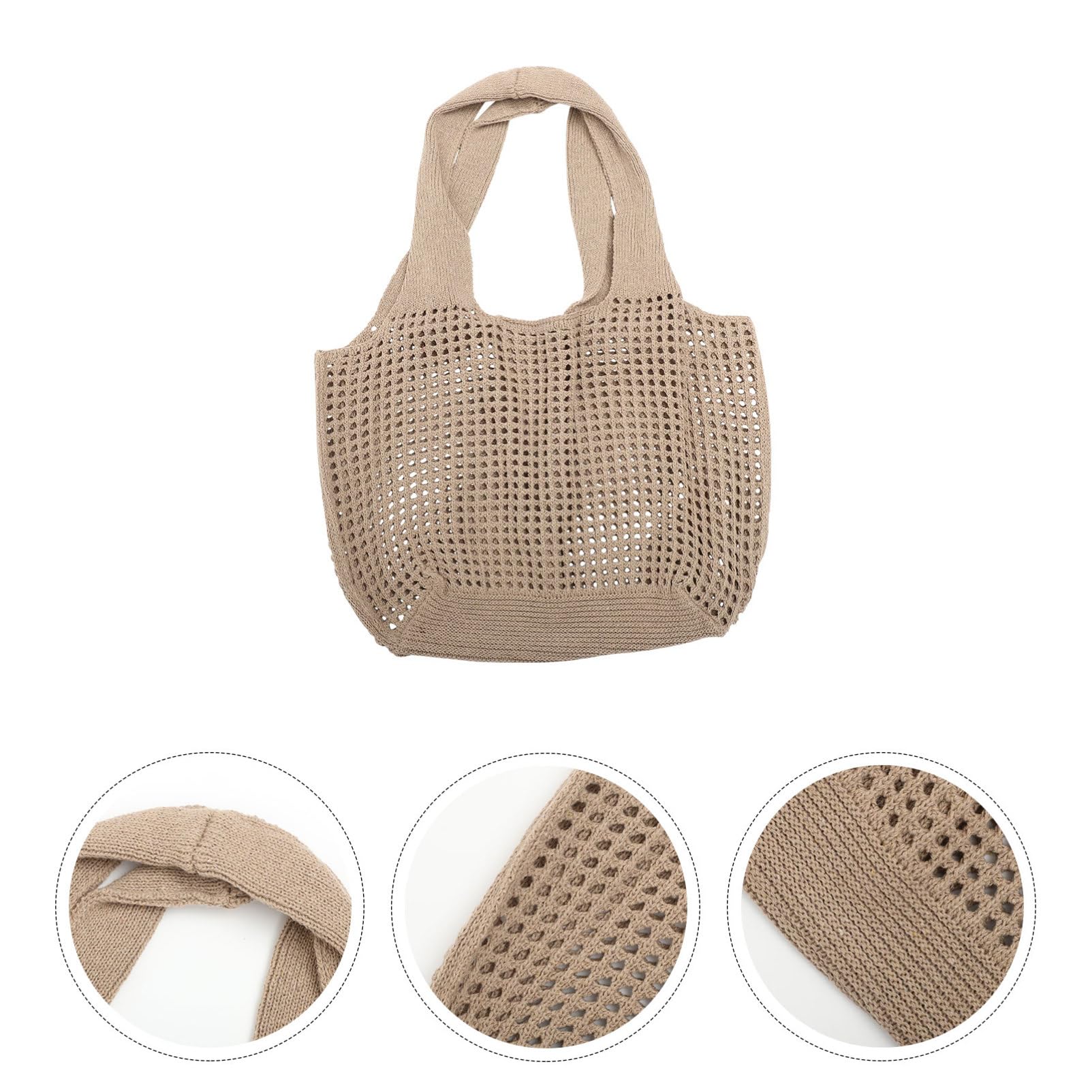 Borsa Tote in Maglia Traforata Khaki, Borsa Mare Spiaggia