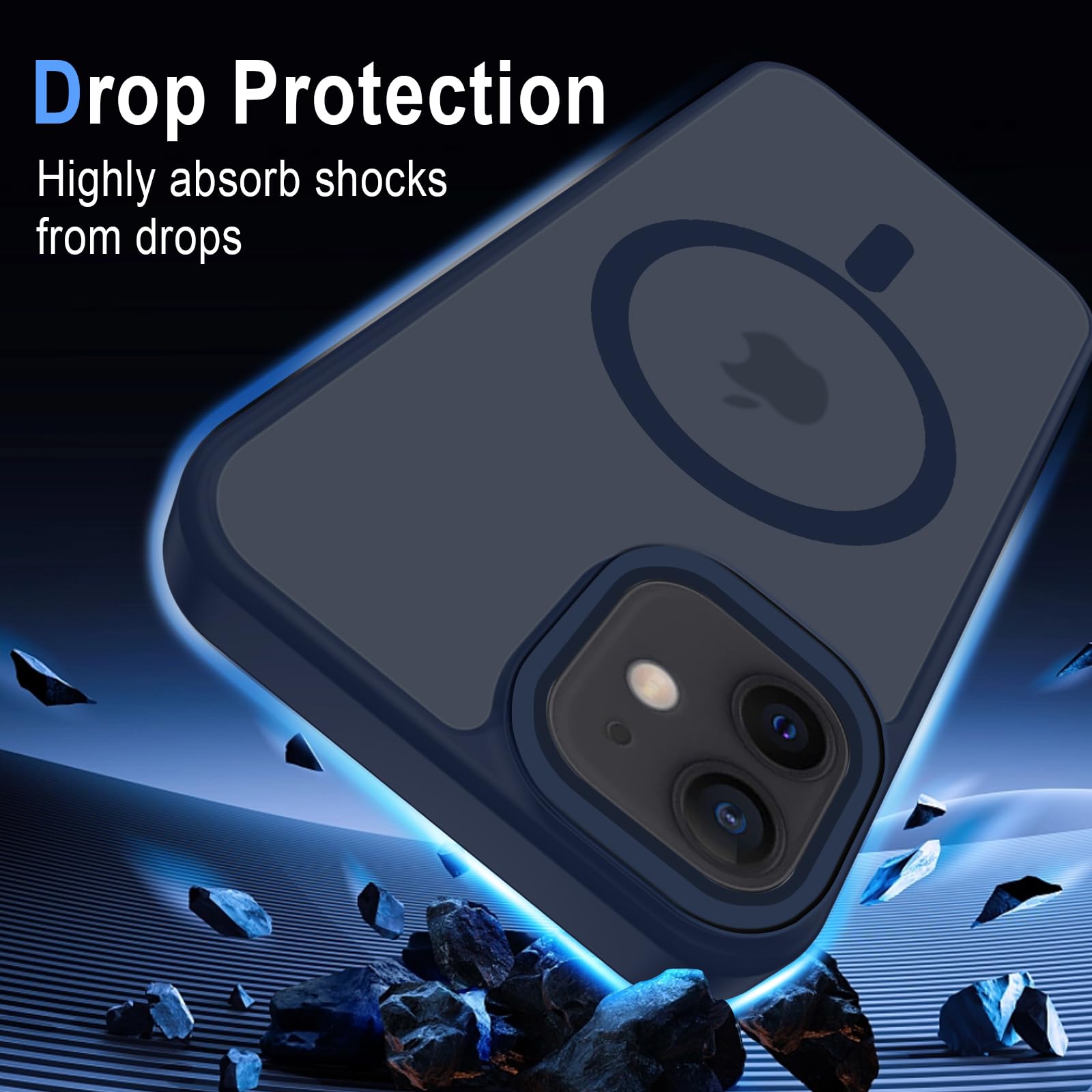 XTCASE Cover Magnetica per iPhone 12 Mini [Compatibile con MagSafe], Custodia Traslucida Opaca Posteriore Resistente ai Graffi TPU Bumper Antiurto Sottile Protettiva Case, Blu